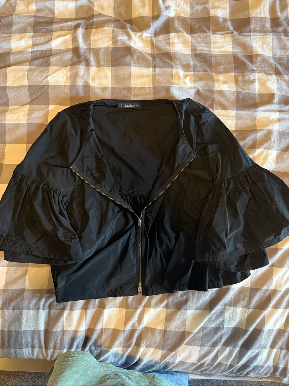 bryn Walker Black Ruffle-Sleeve Zip Jacket - Picture 2 of 3